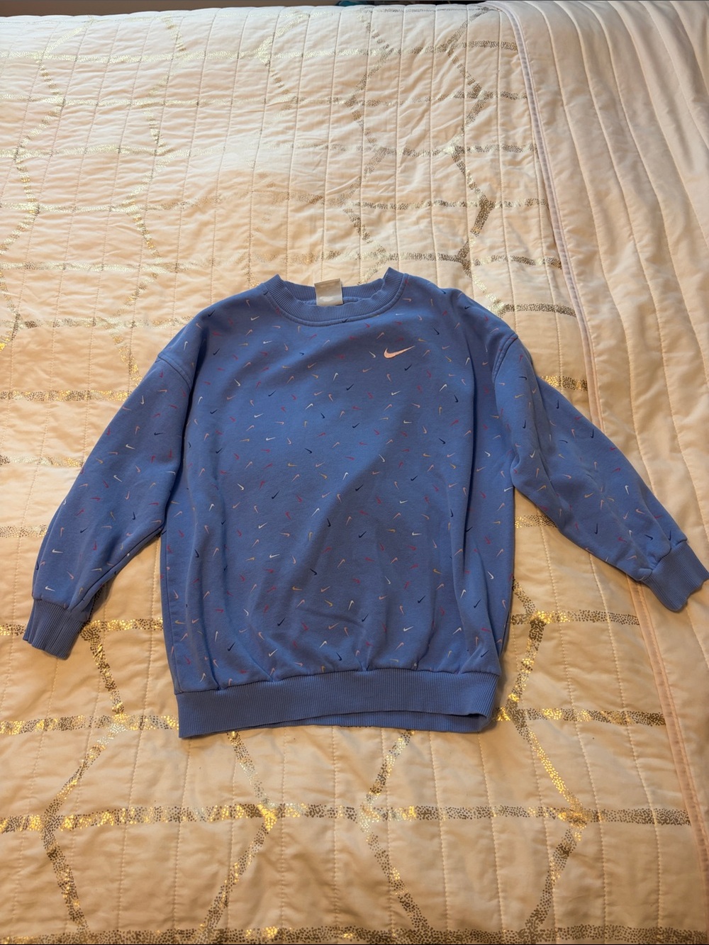Nike Periwinkle Blue Crew Sweatshirt with Multicolor Speckles